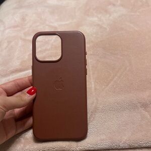 Apple Tan Leather 15 Pro Max iPhone Case